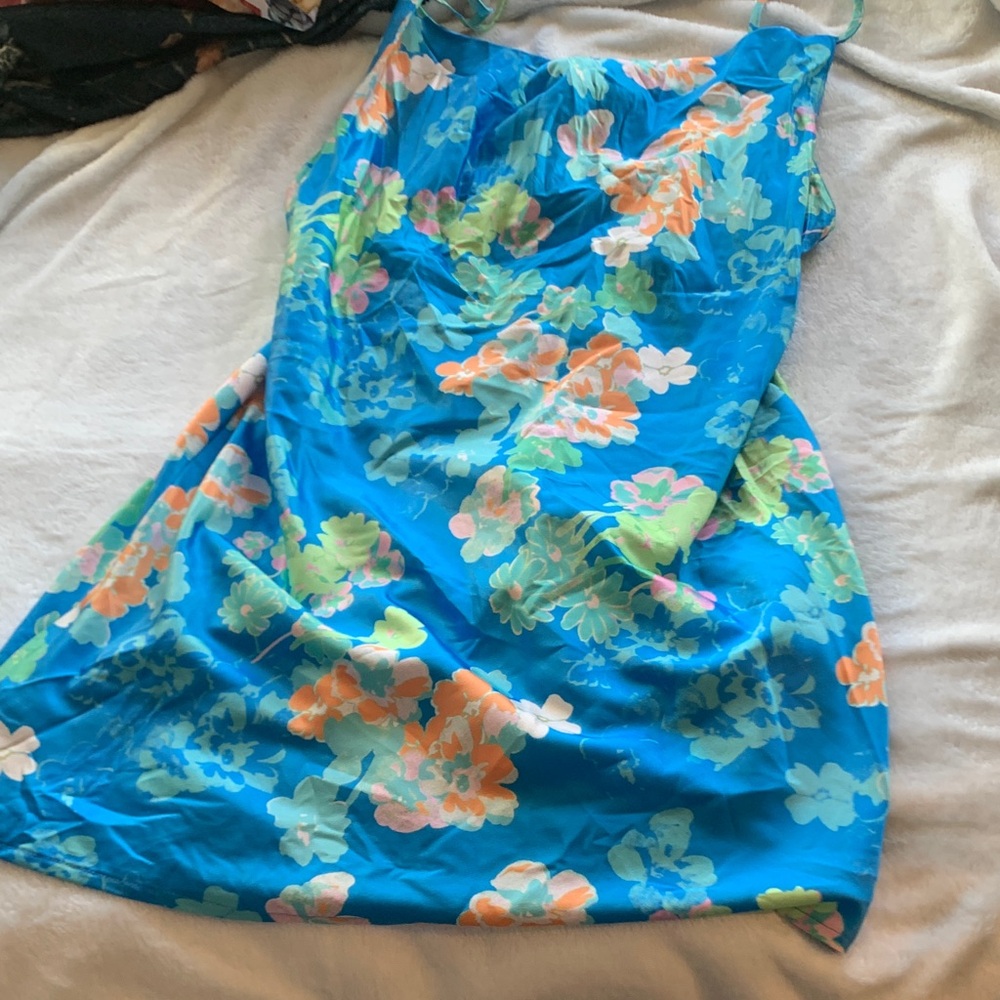 Blue Floral Mini Summer Dress – Made in Morocco